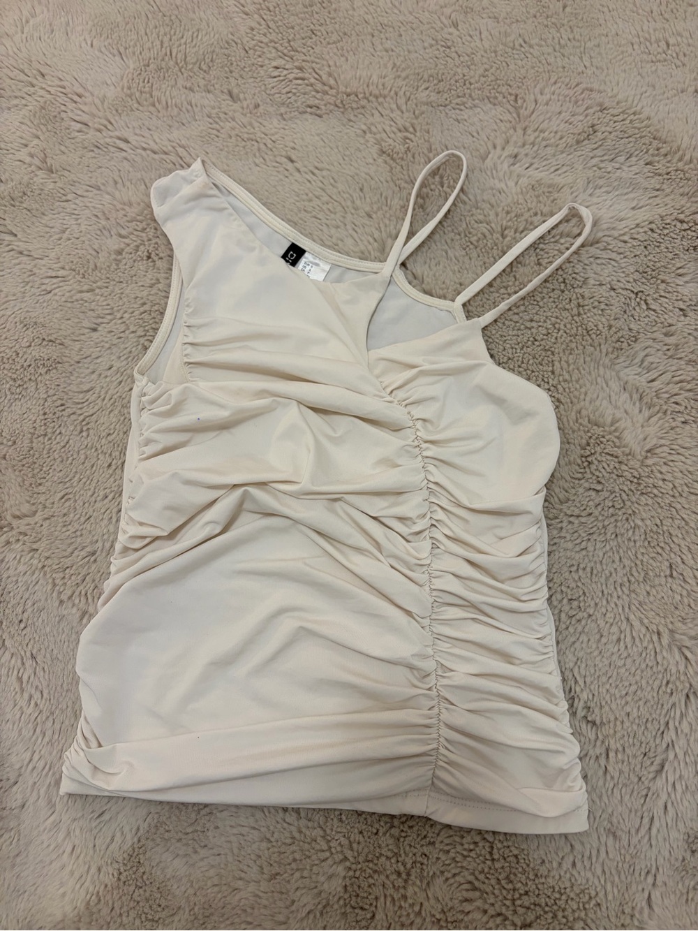 H&M Cream Ruched Spaghetti Strap Cami
